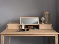 Sierra vanity table with drawers in Alaska Oak, with shelf/mirror extracted for use as make-up station