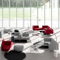 Example of a waiting room furnished with different compositions of Alias Moduli puzzle section sofas