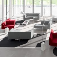 Example of a waiting room furnished with different compositions of Alias Moduli puzzle section sofas 