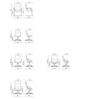 Modelli e Dimensioni della poltrona da ufficio con braccioli rivestiti Kiruna