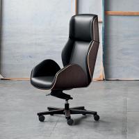 Suoni armchair with 5 spokes in black painted aluminium with rosewood inserts