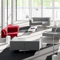 Alias end tables and coffee tables matched with modules and armchairs belonging to the same collection