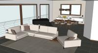Living/Dining 3D Design - view of the sofa