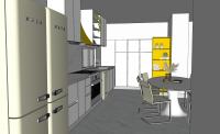 Progetto per cucina stretta e lunga - vista cucina ad L