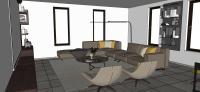 Living room 3D model - sofa view