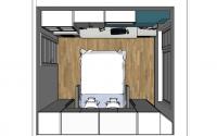 Bedroom 3D Design  - map with open bed