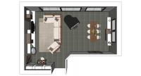 Living/Dining 3D Design - view from above