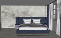 Design project of a bedroom with king size bed - bed view