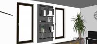 Living room 3D model - bookcase view
