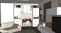 Living/Dining 3D Design - view of the bookcase