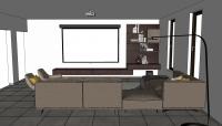 Living room 3D model - TV wall view