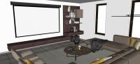 Living room 3D model - sofa and TV view