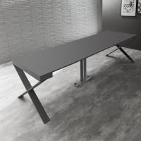 Rank is a console with charcoal melamine top and structure in charcoal lacquered metal