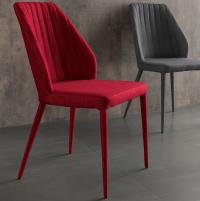 Pamela chairs in burgundy red and charcoal fabric