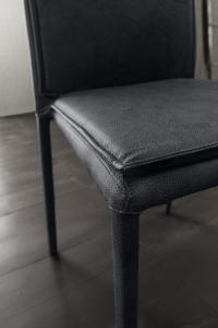Close-up of the seat in vintage faux-leather 