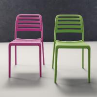 Sweet stackable plastic chair in fuchsia and lime green