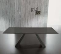 Desire white glass extending table, charcoal top