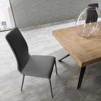 Modern melamine Scuba table in natural rustic oak and charcoal lacquered metal structure