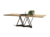 Ship table with 4 cm thick natural oak top with straight edge and corten painted metal base