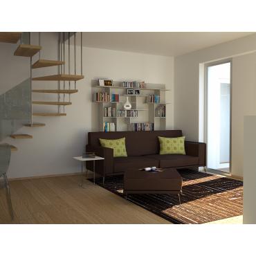 Progetto per open space di design - render zona soggiorno
