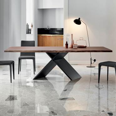 Ax rechteckiger Tisch aus Holz und Metall von Bonaldo