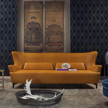 50er Jahre Design-Sofa mit hoher Rückenlehne Harmony von Borzalino