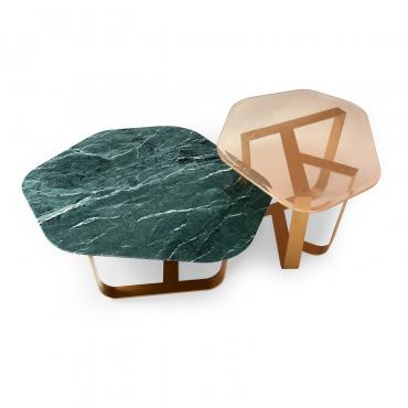 Tavolini da caffè con piano sagomato in marmo o vetro Ground di Borzalino