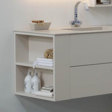 Atlantic seitlich offener Unterschrank mit fester Ablage in X1 strick Mattlack