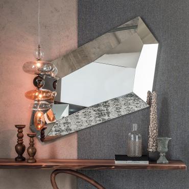 Diamond Wandspiegel aus verspiegeltem Glas mit Baban Lampe von Cattelan