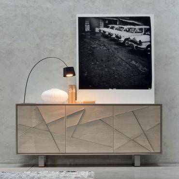 Credenza di design con inserti in acciaio Chiba