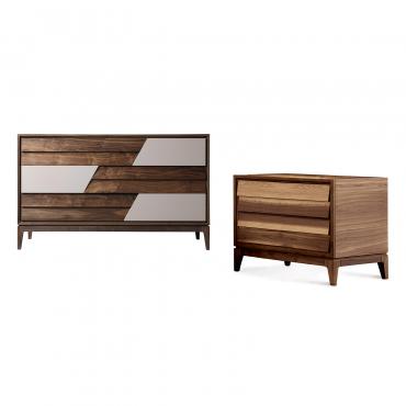 Ayame moderne Bettgruppe aus Holz