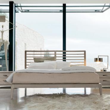 Modernes Doppelbett aus grauem Holz Seiko