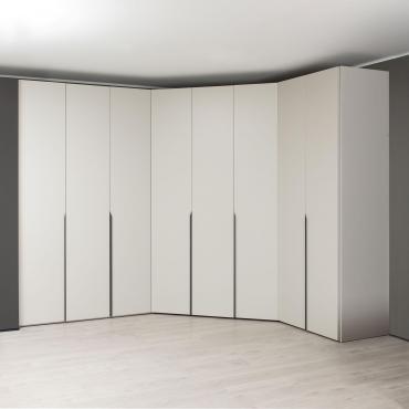 Mind Player Schrank mit Türen, Outlet, mit Ankleideecke, matt lackiert in Taubengrau