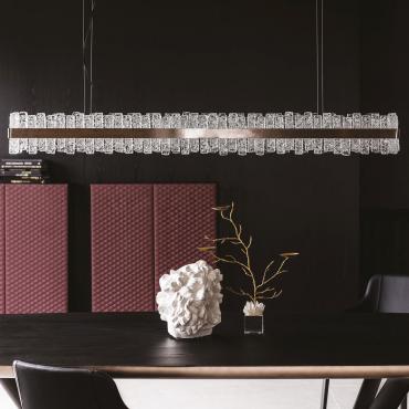 Rechteckige Glas-Hängeleuchte Phoenix von Cattelan mit handgefertigten Elementen
