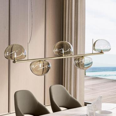 Tortuga Pendelleuchte mit fünf Leuchten