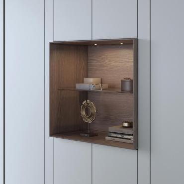 Schrankwand mit beleuchteter Nische Lounge