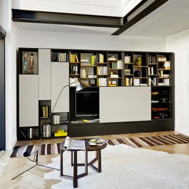 Wohnwand mit Bücherregal und TV Way 13