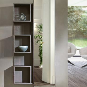 Welcome hallway storage unit with sliding mirror, 3 compartments and cloathes hanger hooks