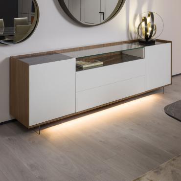 Credenza moderna con top in vetro Columbus Glass