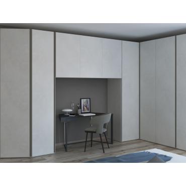 Moderner Schrank mit offenem Fach, Brückenelement Pacific - Tür aus Melamin in Material-Optik, Loto Natur