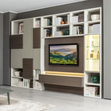 Wohnwand mit Bücherregal und TV Way 25