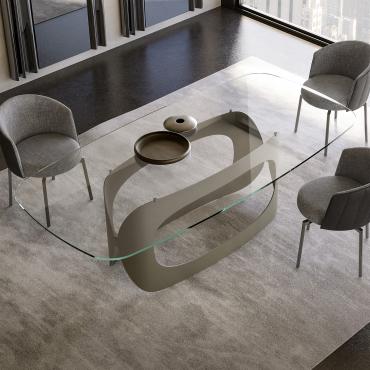 Moderner Tisch mit Kristallglasplatte Odyssey