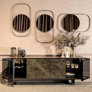 Elegantes Sideboard Aira mit Steinzeug und Glastüren