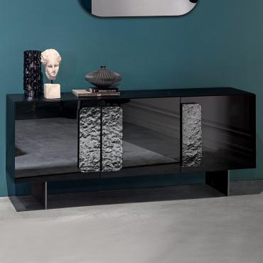Schwarzes Spiegel-Design-Sideboard Debussy