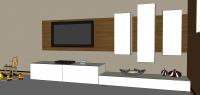 3D Raumplanung von dem Wohnzimmer - Detail von der Wohnwand