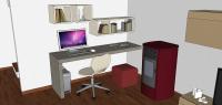 3D Raumplanung von dem Wohnzimmer - Detail von Home-Office