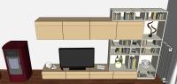 3D Raumplanung von dem Wohnzimmer - Detail der Wohnwand