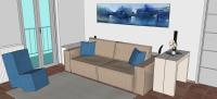 Progettazione 3D Soggiorno/Salotto - dettaglio divano e poltrona