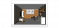 3D Raumplanung von dem Wohnzimmer - Seitenansicht