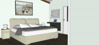 3D-Projekt von einem Dachschlafzimmer - Bett mit Stauraum